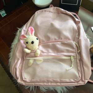 Backpack with Cute Plush Bunny for kids -NWT- -Large Capacity Lightweigh- Pink